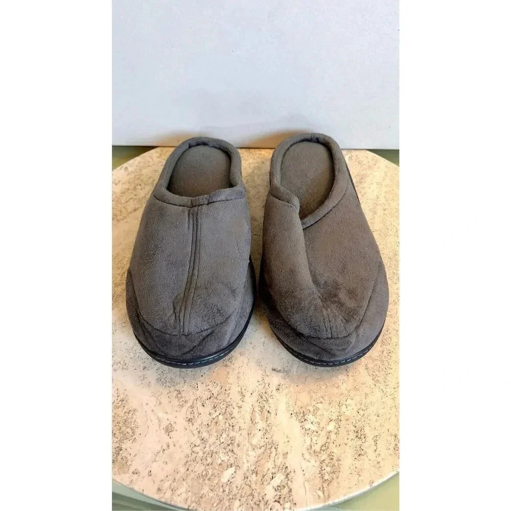 No Brand Men’s Large Black‎ Grey Comfort Slip on Slippers Polyester